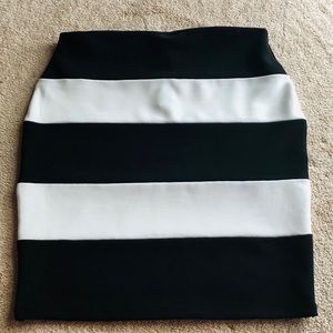 Black & White Color Block Skirt